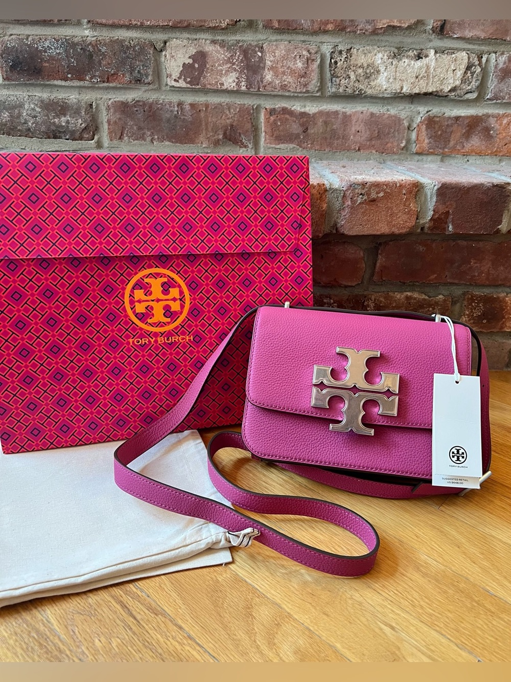 Tory Burch Plumberry Pink Leather Small Eleanor Convertible Shoulder Bag